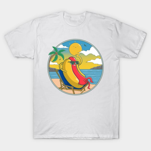 Hotdog in Summer T-Shirt by Artthree Studio